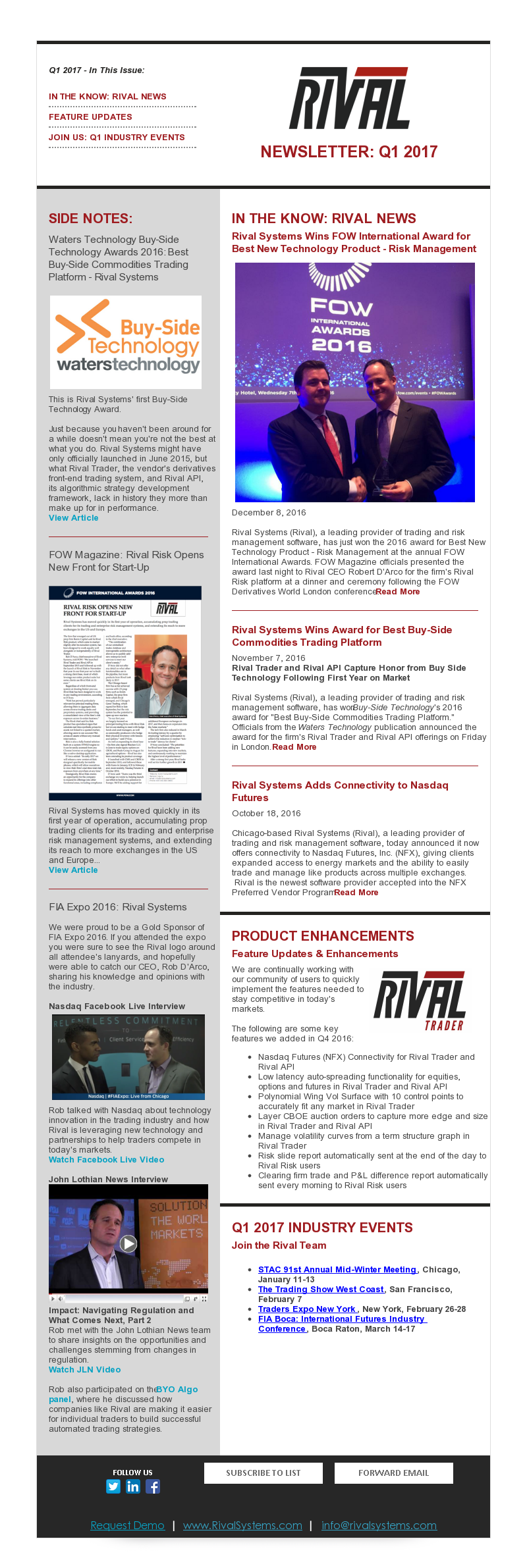Rival Systems 2017 Q1 Newsletter