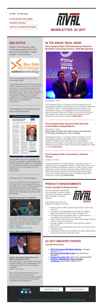Rival Systems 2017 Q1 Newsletter