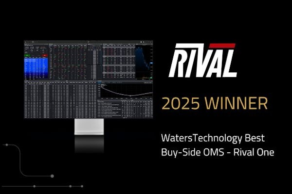 Graphic of Rival One as the 2025 Best Buy Side OMS winner from WatersTechnology